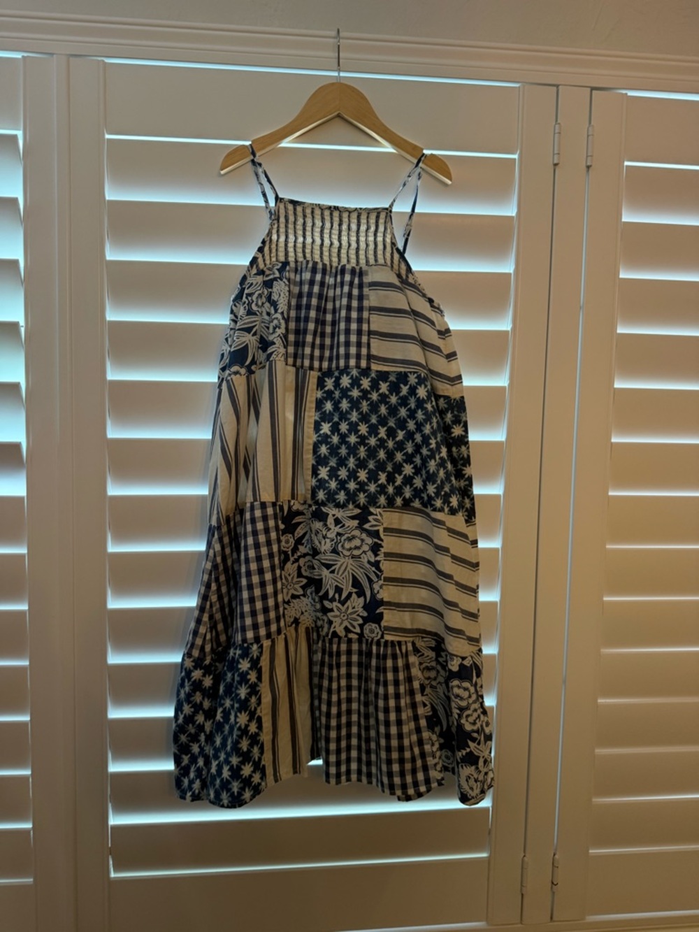 Cat & Jack Navy and White Patchwork Midi Dress